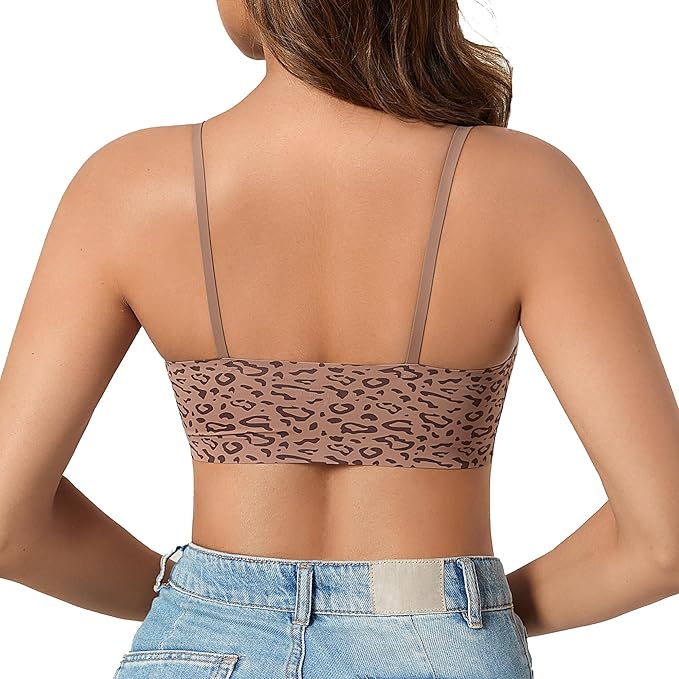 DEANGELMON V Neck Bra Padded Seamless Adjustable Straps Bralettes Everyday Basic Sleeping Bras Multiple Pack