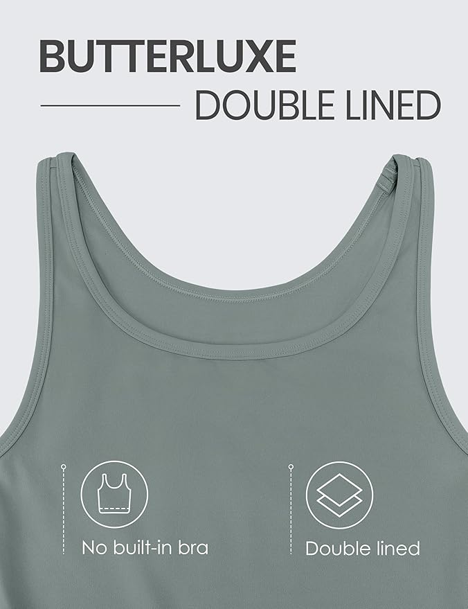CRZ YOGA Butterluxe Double Lined Tank Tops for Women - Workout Casual Scoop Neck Racerback Crop Sleeveless Shirt