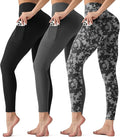 3 Pack Leggings with Pockets for Women,Butt Lift High Waisted Tummy Control Workout Yoga Pants Reg & Plus Size