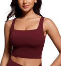 CRZ YOGA Butterluxe Square Neck Crop Tank Tops for Women - Workout Longline Sports Bras Padded Yoga Camisole