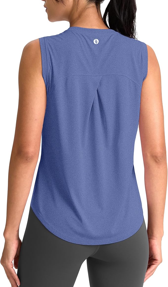 SANTINY Women's Sleeveless Workout Tops Breathable Lightweight Active Tennis Yoga Shirts Athletic Running Tank Tops for Women
