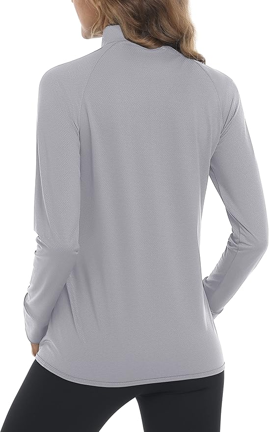MAGCOMSEN Women's UPF 50+ Lightweight Athletic Jacket Sun Protection Full Zip Long Sleeve Shirts Hiking Outdoor Pockets