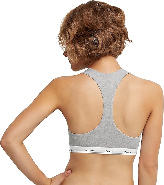 Hanes Women's Originals Racerback Bralette Pack, Breathable Stretch Cotton Bras, 2-Pack