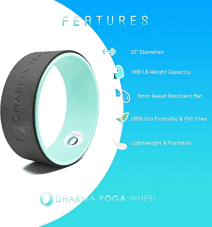 Dharma Yoga Wheel Basic - Spine Roller and Back Ring, Stretches Ligaments, Muscles with Foam Padding for Deeper Poses | Yogic Stretching and Alignment with Circle Design