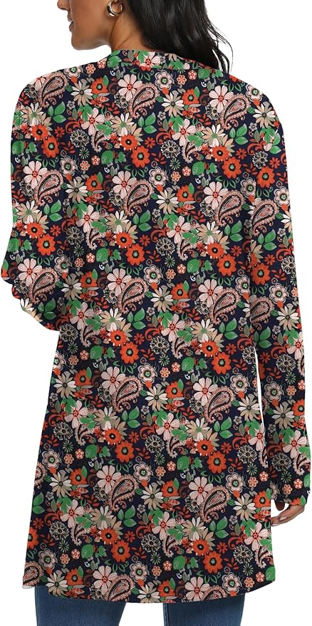 Womens Casual Lightweight with Pocketes Long Sleeve Open Front Cardigan