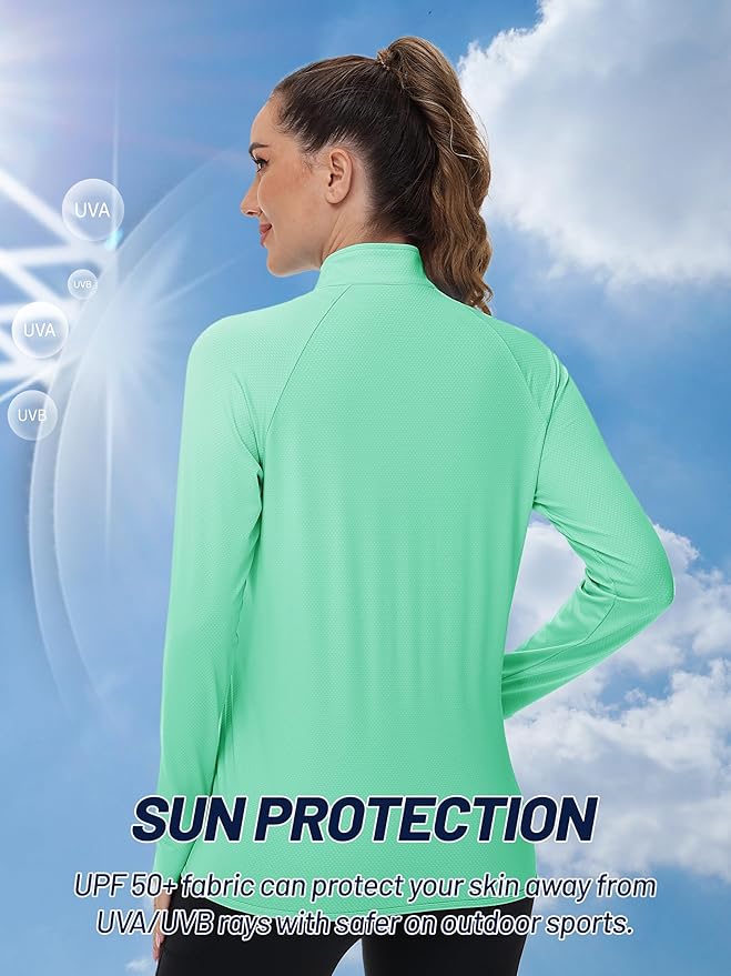 TACVASEN Women's Athletic Jackets Lightweight UV Protection Shirts Full Zip Workout Jacket UPF 50+ Long Sleeve Sun Shirt