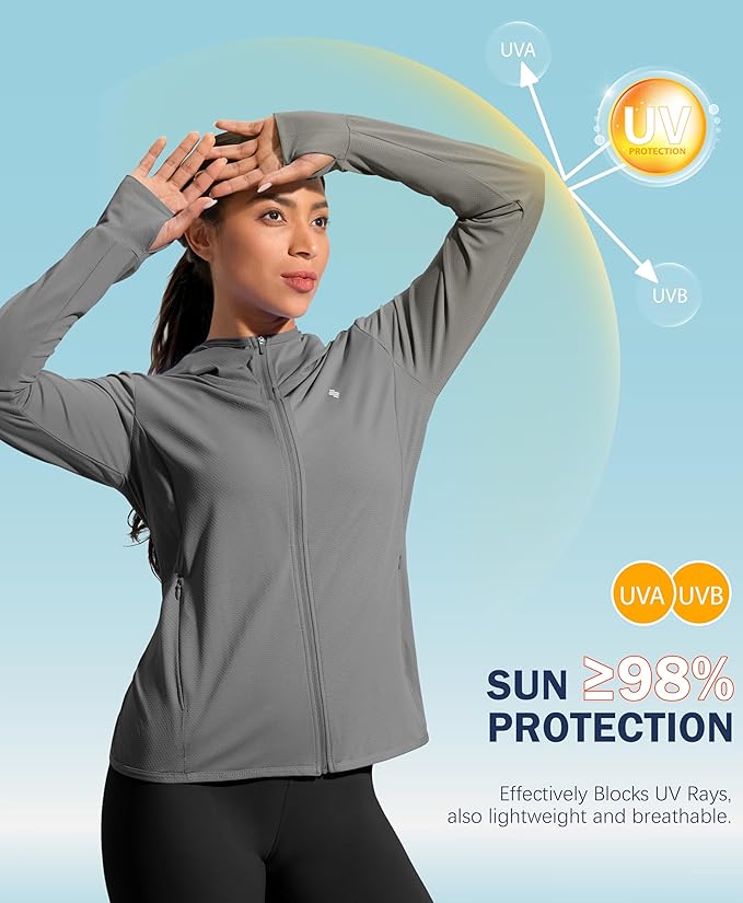 Soothfeel Women's UPF 50+ Sun Protection Hoodie Jacket Lightweight Long Sleeve Sun Shirt for Women with Pocket Hiking Outdoor