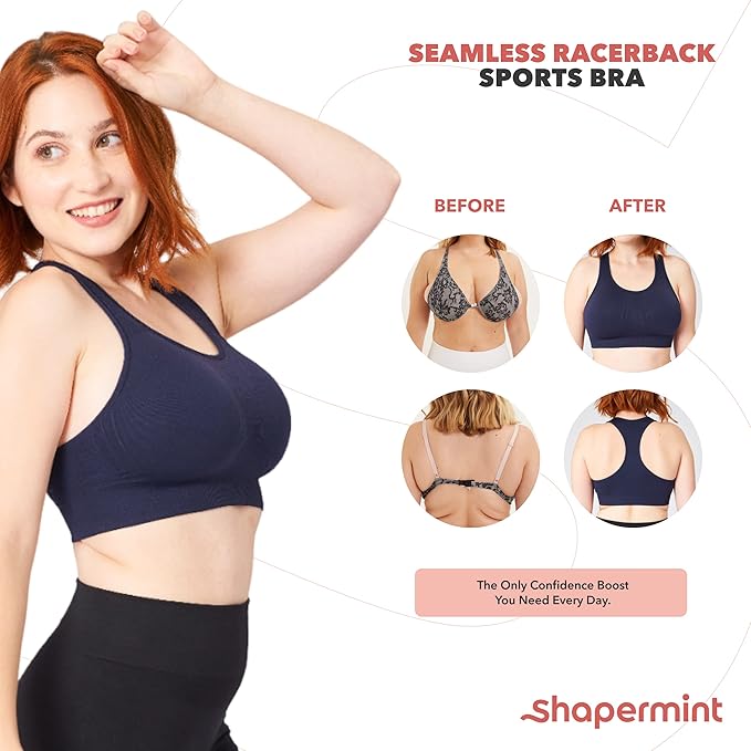 SHAPERMINT Sports Bras for Women - Workout Bras for Women, Plus Size Sports Bra, Workout Tops for Women High Support