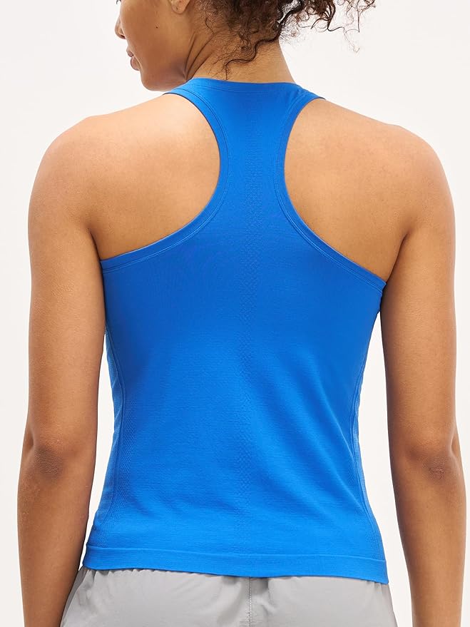 MCEDAR Women Seamless High Neck Workout Tank Tops Racerback Breathable Athletic Tops Slim Fit Running Tops