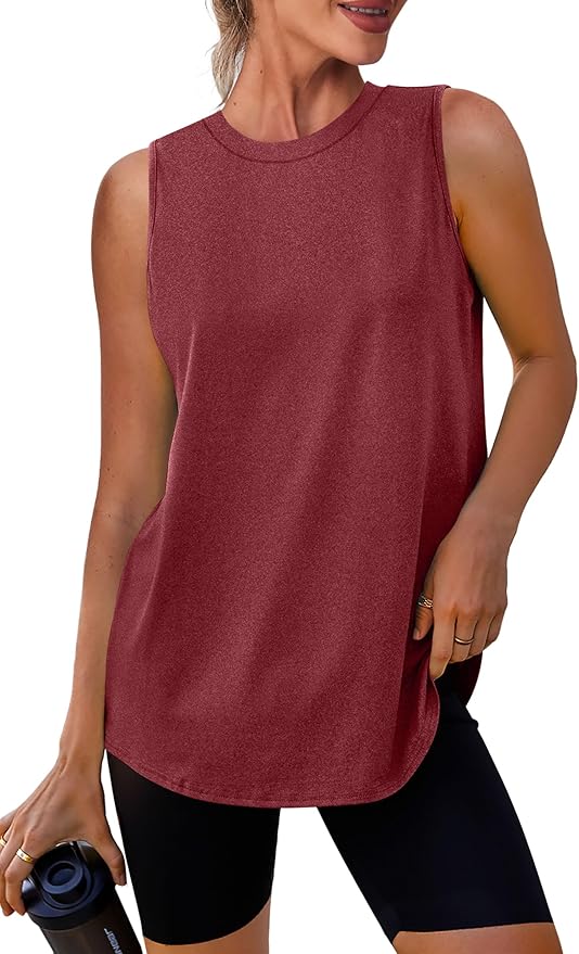 Womens Workout Tank Tops Lightweight Sleeveless Shirts for Women Loose Fit Tops for Athletic Running Tennis Yoga