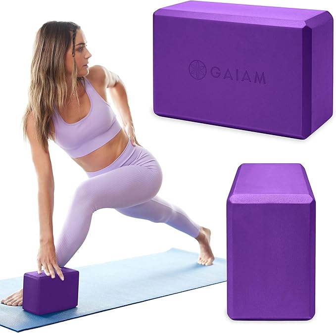 Gaiam Yoga Block - Supportive Latex-Free Eva Foam - Soft Non-Slip Surface with Beveled Edges for Yoga, Pilates, Meditation