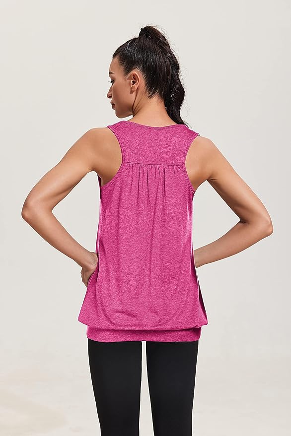 Beyove 3 Pack Banded Bottom Workout Tops for Women Tummy Flattering Yoga Tank Tops Plus Size Racerback Athletic Gym Shirts
