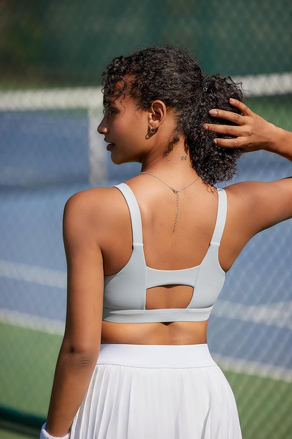 RUNNING GIRL Sports Bra for Women High Support, Molded Cup High Impact Sports Bras with Sewn in Pads