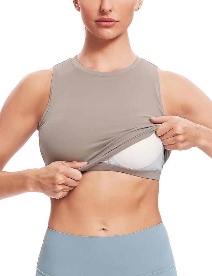Natural Feelings Nudi Sports Bras for Women Removable Padded Yoga Tank Tops Sleeveless Fitness Workout Crop Tops