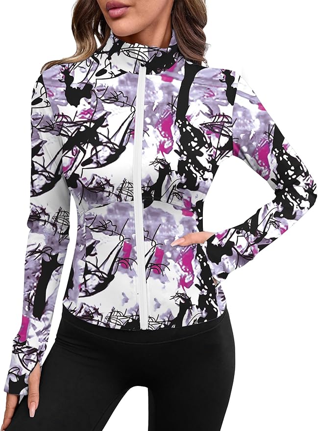 Avoogue Women Lightweight Active Jacket Full Zip Workout Running Yoga Athletic Outerwear with Pockets