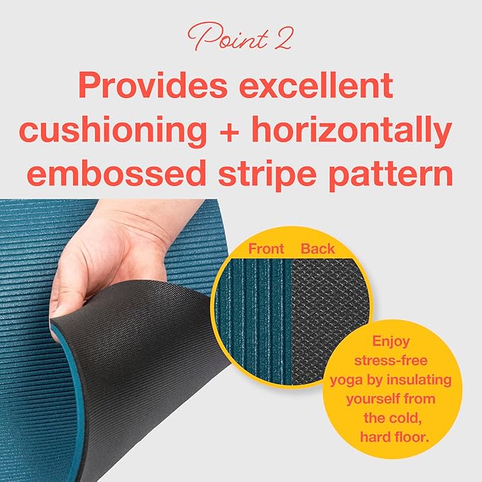 PRIMASOLE Yoga Mat Eco-Friendly Material 1/2 inch Non-Slip Yoga Pilates Fitness at Home & Gym 4 Colors with Carrying Case & Strap