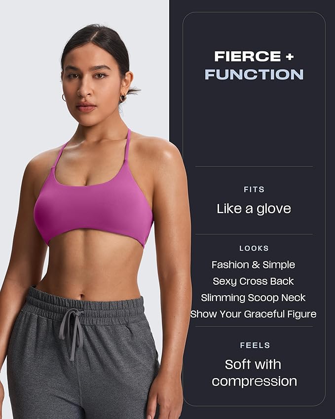 Aoxjox Women's Workout Sports Bras Fitness Trinity Ivy Low Impact Bra Yoga Crop Tank