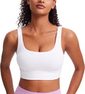 CRZ YOGA Butterluxe U Back Longline Sports Bras for Women - Scoop Neck Padded Yoga Workout Crop Top with Built in Pads