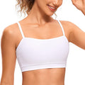 CRZ YOGA Butterluxe Womens Adjustable Spaghetti Thin Strap Sports Bra - Padded Wireless Square Neck Workout Yoga Clothes