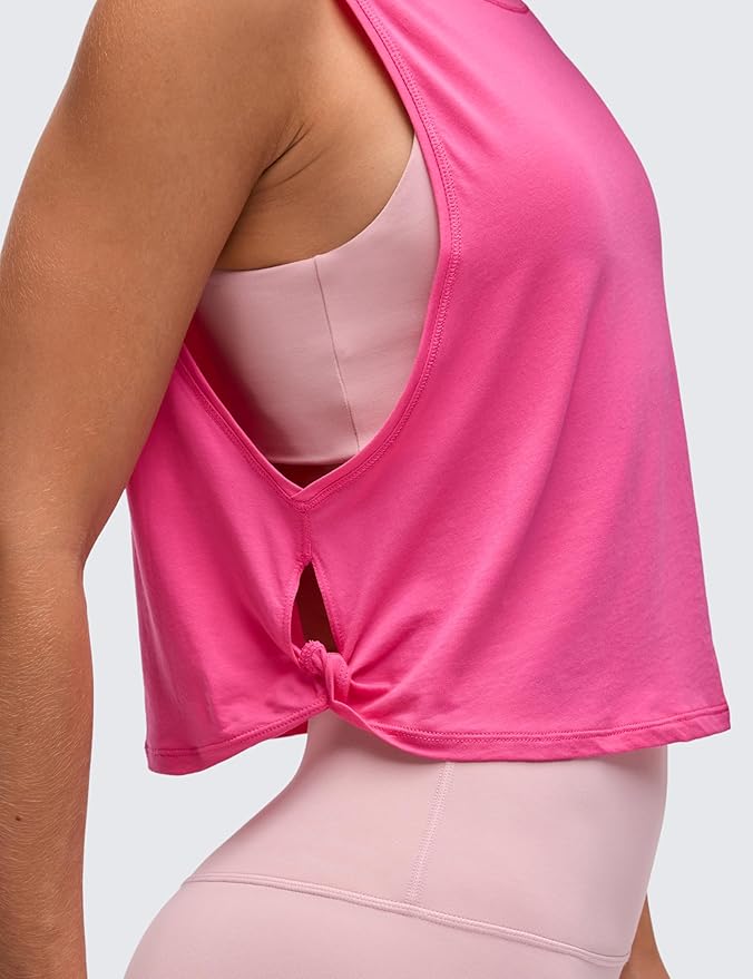CRZ YOGA Pima Cotton Large Armhole Tank Tops for Women - Workout Sport Athletic Yoga Running Gym Loose Crop Sleeveless Shirts