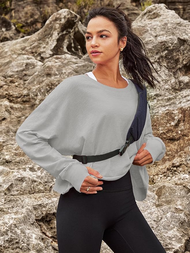 Panadila Womens Open Back Workout Top Long Sleeve Athletic Shirts Casual Crop Running Tee Y2k Yoga