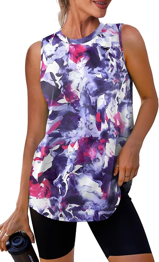 Womens Workout Tank Tops Lightweight Sleeveless Shirts for Women Loose Fit Tops for Athletic Running Tennis Yoga