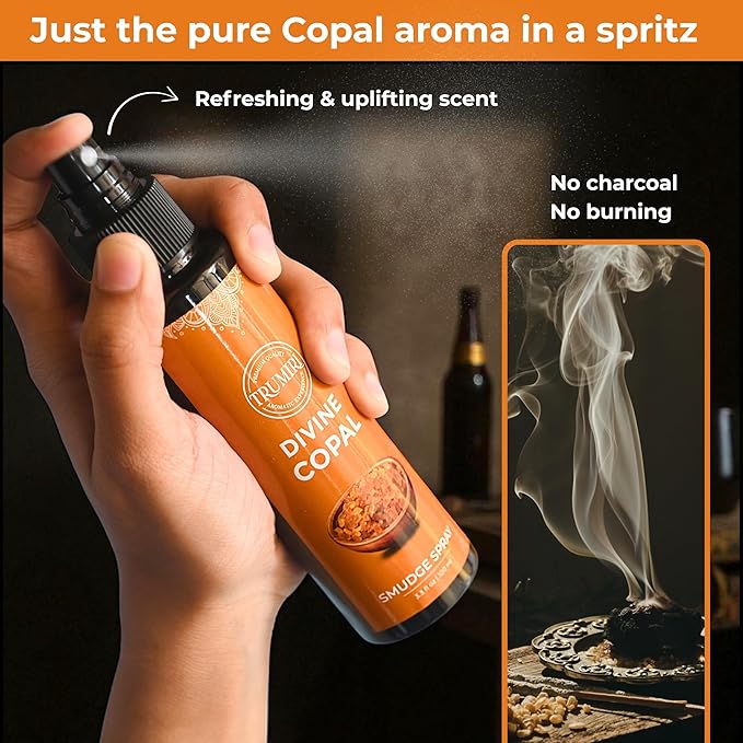 Copal Smudge Spray for Negative Energy Cleansing of Home - Non Toxic Body Mist Made with Copal Essential Oil - Natural Room Spray and Air Freshener