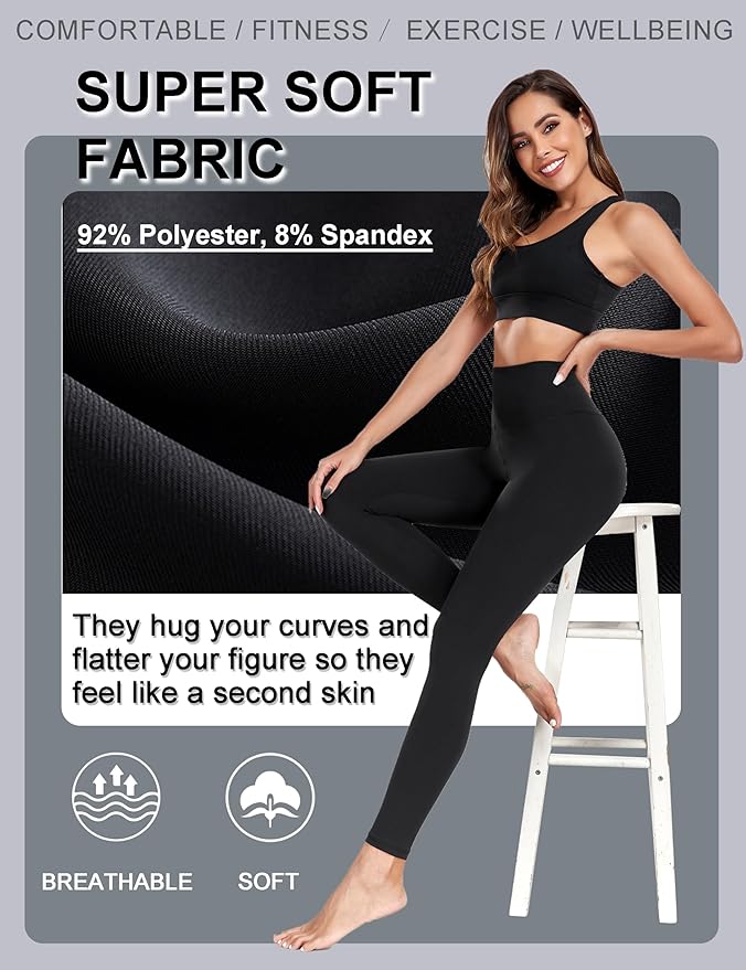FULLSOFT Buttery Soft Leggings for Women - High Waisted Tummy Control No See Through Workout Yoga Cycling Tights Pants