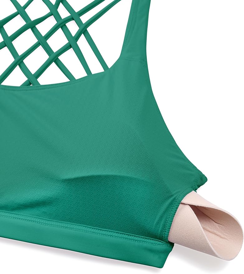 CRZ YOGA Naked Feeling Strappy Sports Bras for Women - Criss Cross Back Wireless Padded Cami Yoga Workout Top