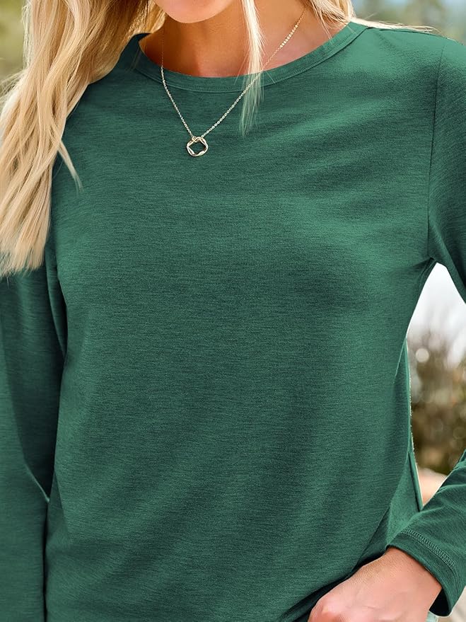 AUTOMET Women‘s Basic Long Sleeve Crewneck, Plus Size Winter & Spring Top, Casual Fall Tee for Teacher & Everyday Outfits