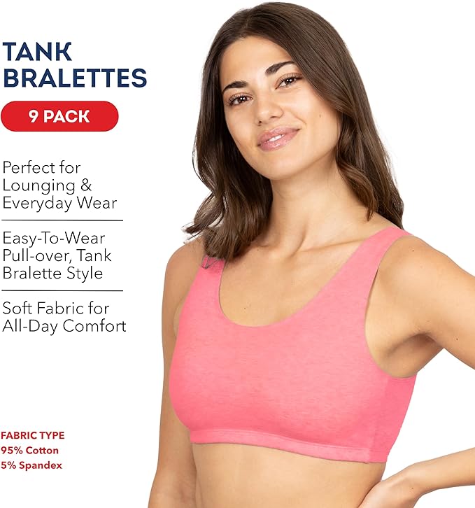 Fruit of the Loom Women's Cotton Tank Bra for Women - Ultimate Comfort & Breathable Fit