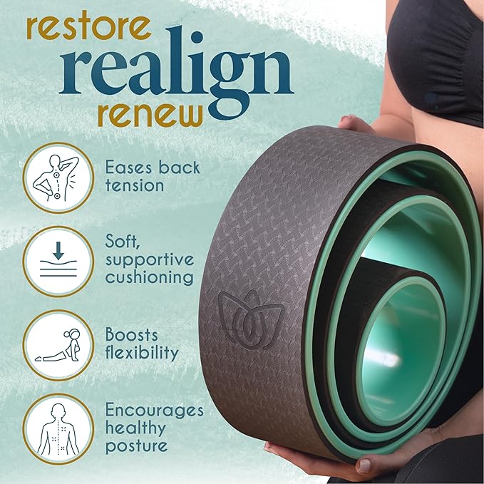 Florensi Yoga Wheel (3-Pack) - Back Stretcher and Back Roller for Back Pain, Yoga Roller for Muscle Relaxation, Pain Relief, Cracking and Popping
