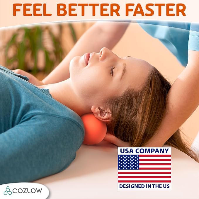 COZLOW Double Lacrosse Silicone Massage Ball - Energizing Orange - Peanut Trigger Point Roller for Mobility, Deep Tissue Therapy, Myofascial Release - Acupressure Tool for Muscle Pain Relief
