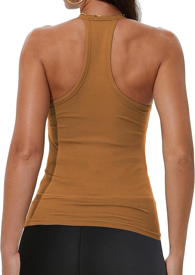 iGENJUN Workout Tops for Women Racerback Basic Tank Summer 2026 Camisole V Neck Slim Fit Ribbed Sleeveless