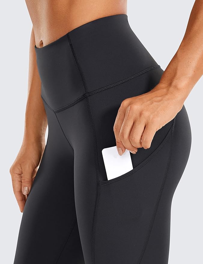 CRZ YOGA Naked Feeling Workout Leggings Pockets 25'' - High Waisted Womens Yoga Pants Running Tights