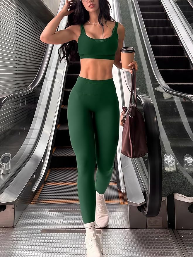 Sogetdo Yoga Leggings for Women Hidden Scrunch Butt Non See Through High Waisted No Front Seam Athletic Gym Workout Pants