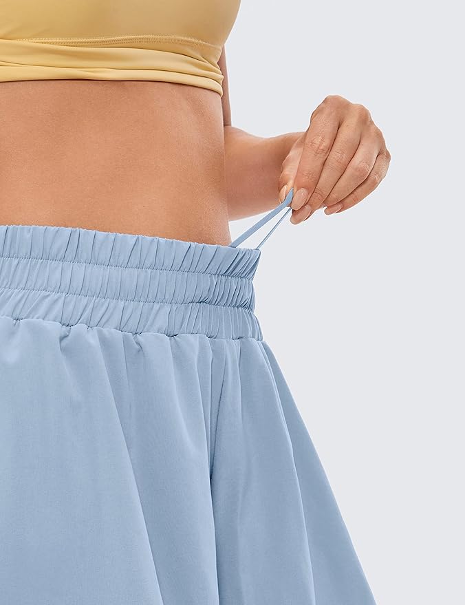 CRZ YOGA 2 in 1 Split Flowy Running Shorts for Women 3" - High Waisted Quick Dry Skirts for Tennis Workout Athletic Lounge