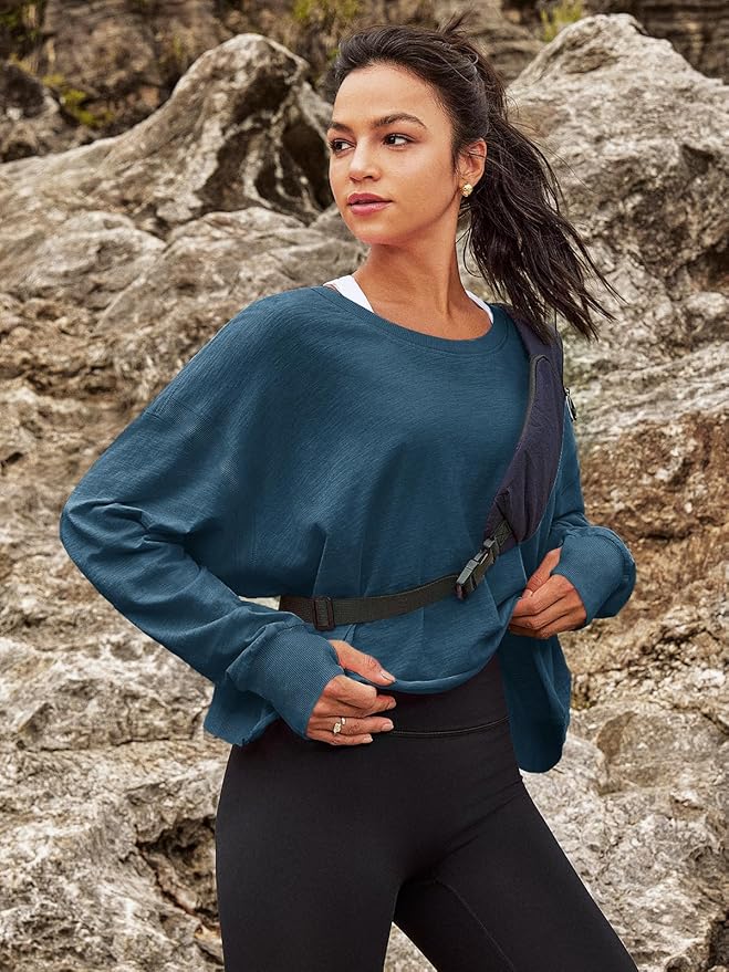 Panadila Womens Open Back Workout Top Long Sleeve Athletic Shirts Casual Crop Running Tee Y2k Yoga