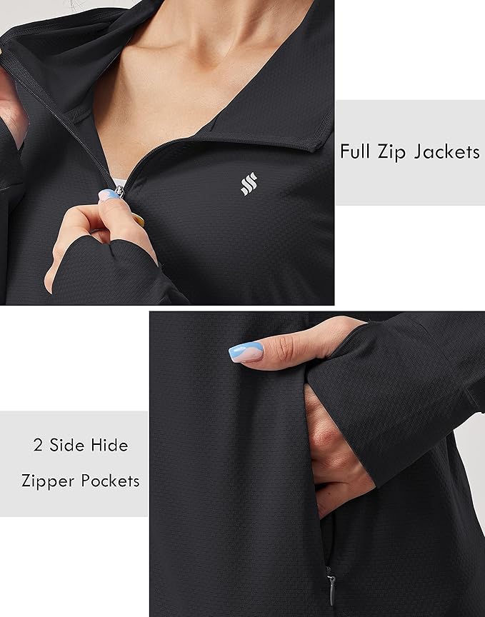 Soothfeel Women's UPF 50+ Sun Protection Hoodie Jacket Lightweight Long Sleeve Sun Shirt for Women with Pocket Hiking Outdoor