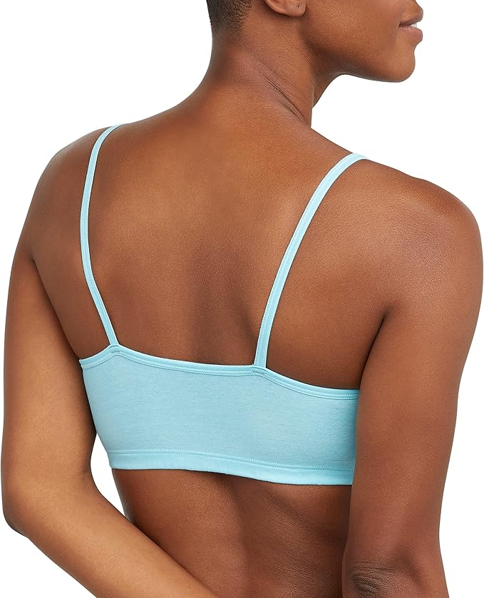 Hanes Women's String Bralette Pack, 3-Pack, Cotton Sports Bralette Bras for Women, Solid or Assorted Wireless Bras