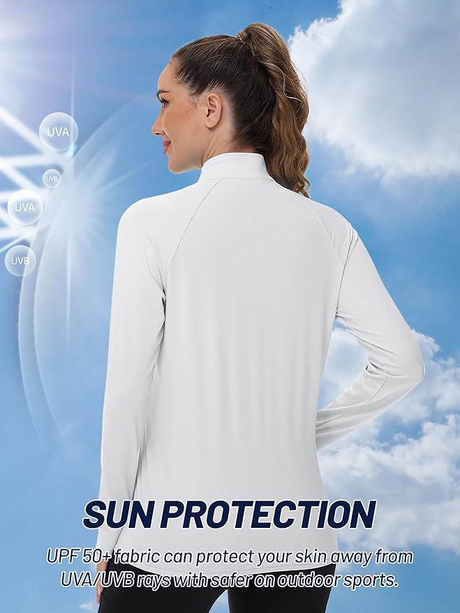 TACVASEN Women's Athletic Jackets Lightweight UV Protection Shirts Full Zip Workout Jacket UPF 50+ Long Sleeve Sun Shirt