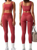 OLCHEE Womens Workout Sets 2 Piece Seamless Square Neck Sports Bra Padded Butt Lifting Leggings High Waist Yoga Gym Outfits