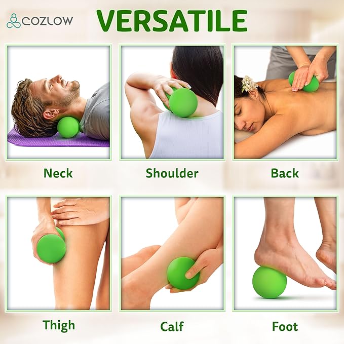COZLOW Double Lacrosse Silicone Massage Ball - Jade Green - Peanut Trigger Point Roller for Mobility, Deep Tissue Therapy, Myofascial Release - Acupressure Tool for Muscle Pain Relief