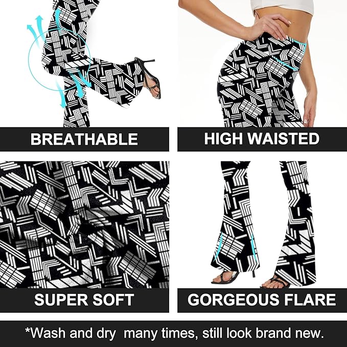 TNNZEET Black Flare Leggings for Women, Crossover Yoga Pants with Pockets Bootcut Flared Leggings