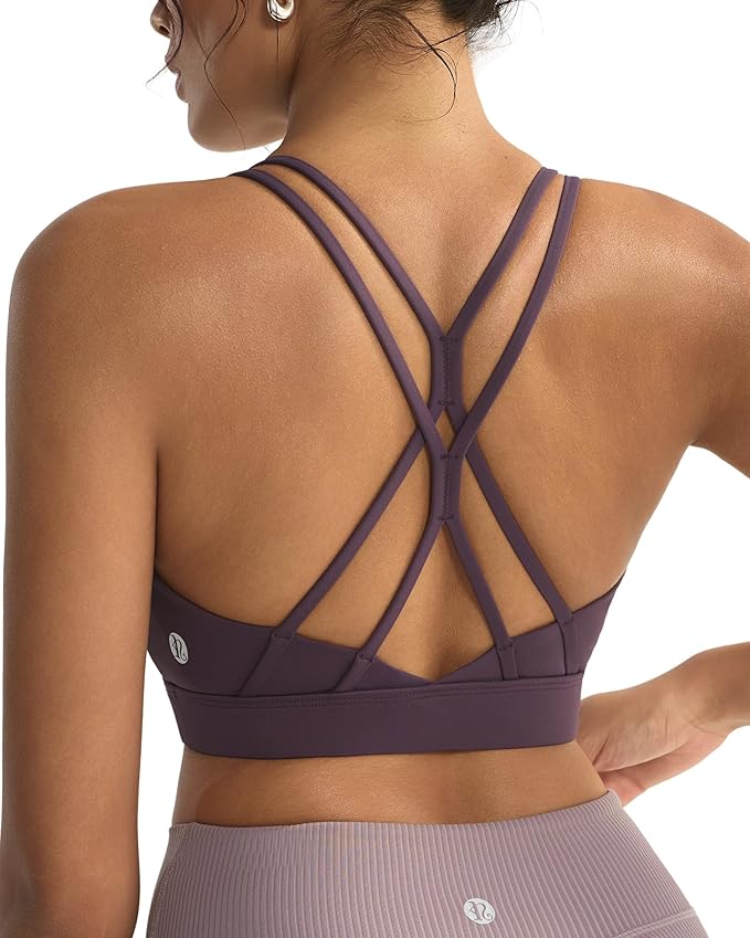 RUNNING GIRL Sports Bras for Women,Strappy Crisscross Back Padded Low Impact Running Sports Bra with Removable Cups