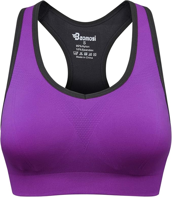 Women's Seamless Racerback Sports Bra High Impact Support Yoga Gym Workout Fitness
