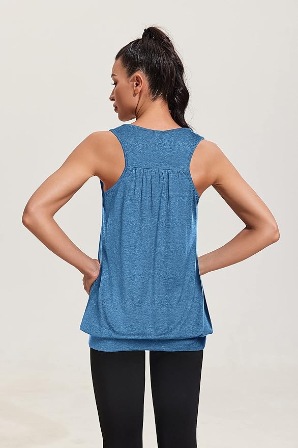 Beyove 3 Pack Banded Bottom Workout Tops for Women Tummy Flattering Yoga Tank Tops Plus Size Racerback Athletic Gym Shirts