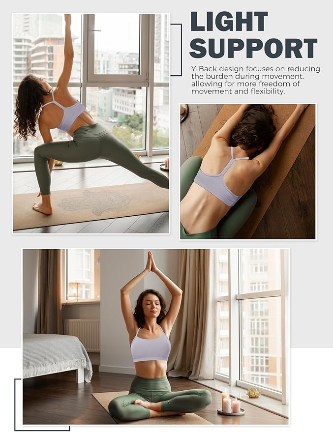 Buauty Sports Bra for Women, Y Back Light Support Workout Bra with Removable Pads for Yoga Pilates Gym