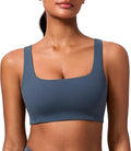 CRZ YOGA Butterlift Double Lined Square Neck Sports Bras for Women - Wireless V-Shaped Racerback Workout Yoga Top Non Padded