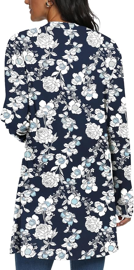 Womens Casual Lightweight with Pocketes Long Sleeve Open Front Cardigan